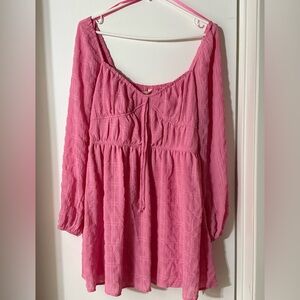 Kingston Pink Textured long sleeve dress